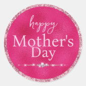 Sticker Rond Joyeuse fête des mères rose glamour (Devant)