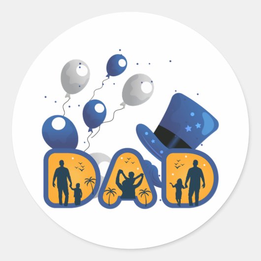 Sticker Rond Joyeuse fête des pères. (Devant)