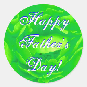 Sticker Rond Joyeuse Fête des pères Rose vert brillant