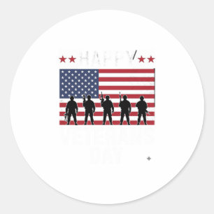 Sticker Rond Joyeuse Fête des Vétérans Drapeau Silhouette Vecto