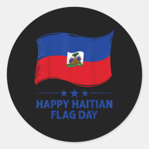 Sticker Rond Joyeuse Fête du Drapeau Haïtien Cool Drapeau Haïti