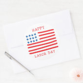 Sticker Rond Joyeuse fête du travail | Drapeau américain à main (Enveloppe)
