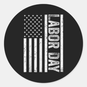 Sticker Rond Joyeuse Fête du Travail Patriote du drapeau Vintag