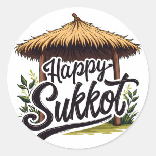 Sticker Rond Joyeuse fête juive Sukkot Hanoukka