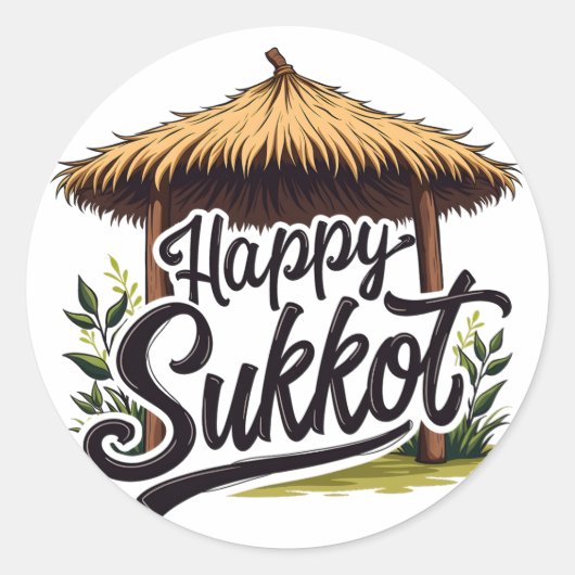 Sticker Rond Joyeuse fête juive Sukkot Hanoukka (Devant)