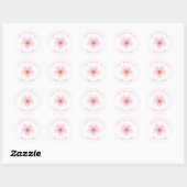 Sticker Rond Joyeuse Fleur rose de fête des Mères blanche (Feuille)