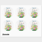 Sticker Rond Joyeuse florale de Pâques (Feuille)