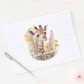 Sticker Rond Joyeuse Giraffe d'anniversaire (Enveloppe)