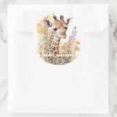 Sticker Rond Joyeuse Giraffe d'anniversaire (Sac)
