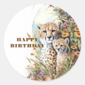 Sticker Rond Joyeuse Giraffe d'anniversaire (Devant)