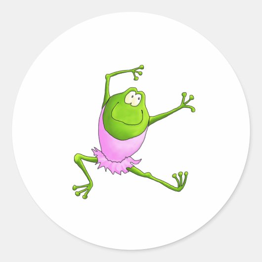 Sticker Rond Joyeuse grenouille à Ballet bondissante (Devant)