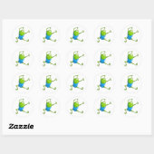 Sticker Rond Joyeuse grenouille à Ballet bondissante (Feuille)