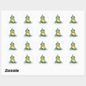 Sticker Rond Joyeuse grenouille mignonne d'anniversaire (Feuille)