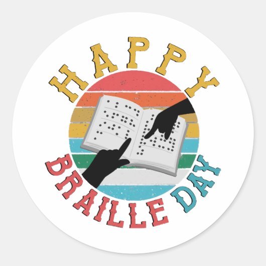 Sticker Rond Joyeuse journée Braille (Devant)