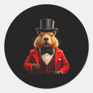 Sticker Rond Joyeuse journée de la marmotte 2025 Chapeau de gen