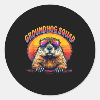 Sticker Rond Joyeuse journée de la marmotte 2025 Drôle d'équipe