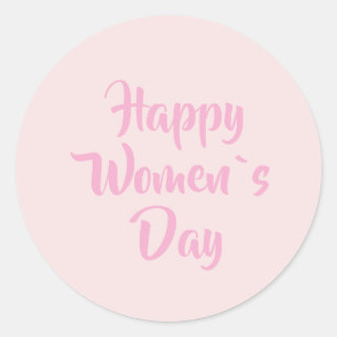 Sticker Rond Joyeuse Journée des femmes rose pâle