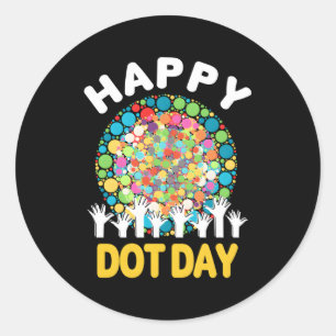 Sticker Rond Joyeuse Journée Dot 2023 Colorful Dot Hand Interna