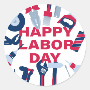 Sticker Rond Joyeuse journée du travail Week-end