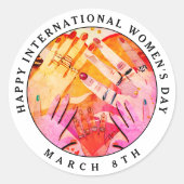 Sticker Rond Joyeuse Journée internationale de la femme 8 mars (Devant)