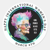 Sticker Rond Joyeuse Journée internationale des femmes 8 mars G (Devant)