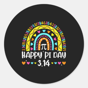 Sticker Rond Joyeuse journée Pi 3.14 Nombre Arc-en-ciel Math Ge