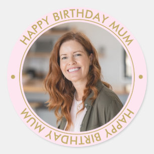 Sticker Rond Joyeuse maman d'anniversaire moderne élégant photo