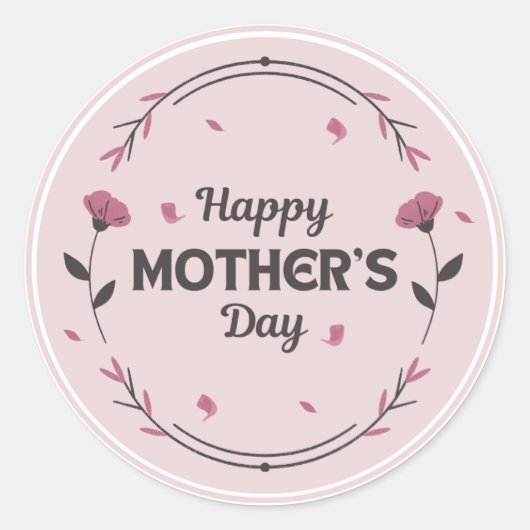 Sticker Rond Joyeuse mère jour rose clair (Devant)