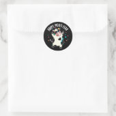 Sticker Rond Joyeuse Moo Année Funny Cow Pun Dark BG (Sac)