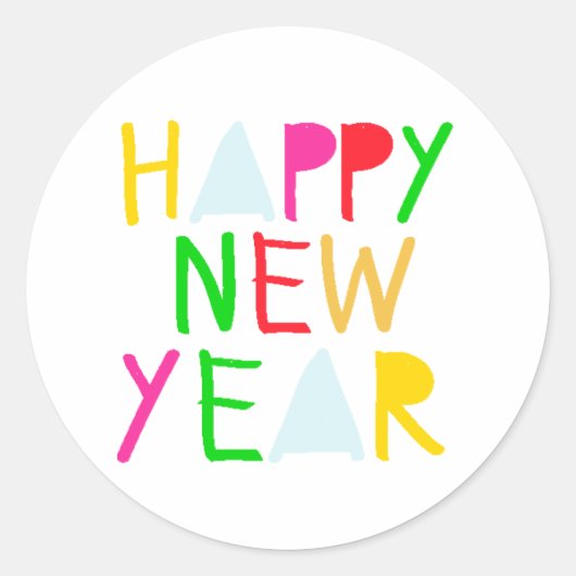 Sticker Rond Joyeuse nouvelle année colorée (Devant)