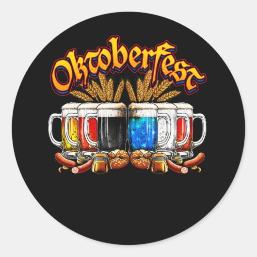 Sticker Rond Joyeuse Oktoberfest 2023 American German Bier Glas (Devant)