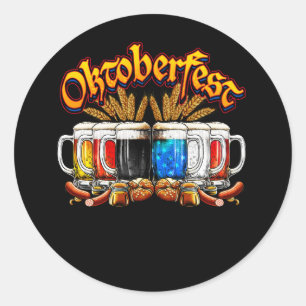 Sticker Rond Joyeuse Oktoberfest 2023 American German Bier Glas