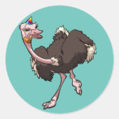 Sticker Rond Joyeuse Ostrich Danser en caricature Casquette de  (Devant)