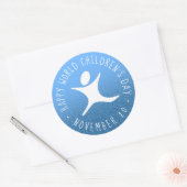 Sticker Rond Joyeuse Parties scintillant Bleue de la Journée Mo (Enveloppe)