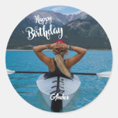 Sticker Rond Joyeuse photo d'anniversaire (Devant)