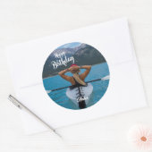Sticker Rond Joyeuse photo d'anniversaire (Enveloppe)