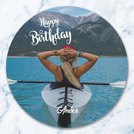 Sticker Rond Joyeuse photo d'anniversaire
