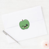 Sticker Rond Joyeuse Pomme à Bois Vert (Enveloppe)