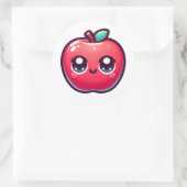 Sticker Rond Joyeuse Pomme Rouge en style Kawaii (Sac)