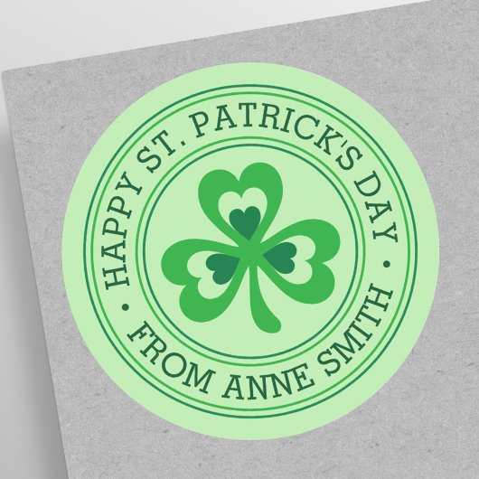 Sticker Rond Joyeuse Saint-Patrick de nom personnalisé trèfle