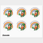 Sticker Rond Joyeuse Saint Patrick Joyeux Leprechaun (Feuille)