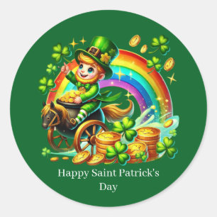 Sticker Rond Joyeuse Saint-Patrick personnalisable lutin