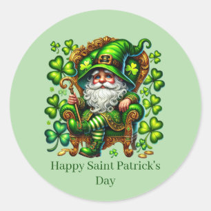 Sticker Rond Joyeuse Saint-Patrick personnalisable lutin