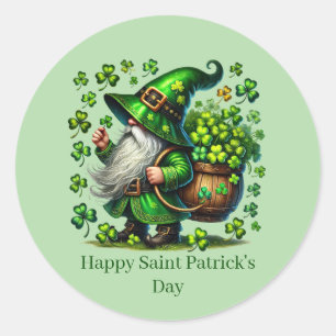 Sticker Rond Joyeuse Saint-Patrick personnalisable lutin