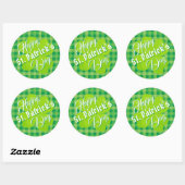 Sticker Rond Joyeuse Saint-Patrick Vert Tartan Trèfle Chanceux (Feuille)