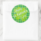 Sticker Rond Joyeuse Saint-Patrick Vert Tartan Trèfle Chanceux (Sac)