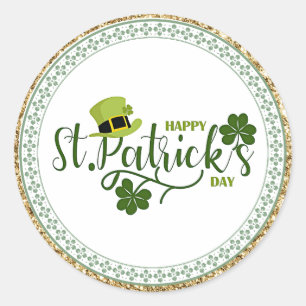 Sticker Rond Joyeuse Saint Patrick's Day, design de vacances,
