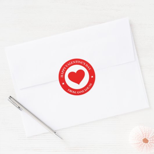 Sticker Rond Joyeuse Saint-Valentin (Enveloppe)