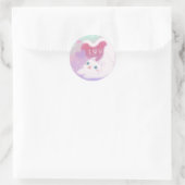 Sticker Rond Joyeuse Saint-Valentin avec chat blanc duveteux (Sac)