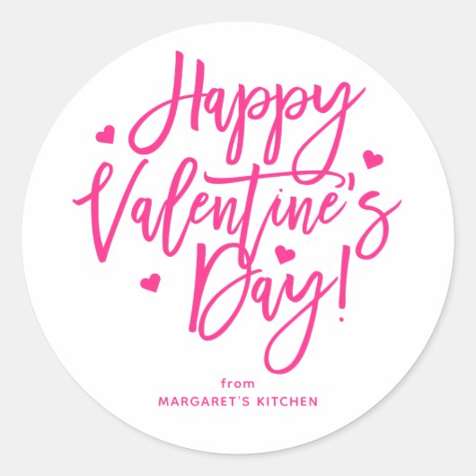 Sticker Rond Joyeuse Saint-Valentin Calligraphie Script (Devant)